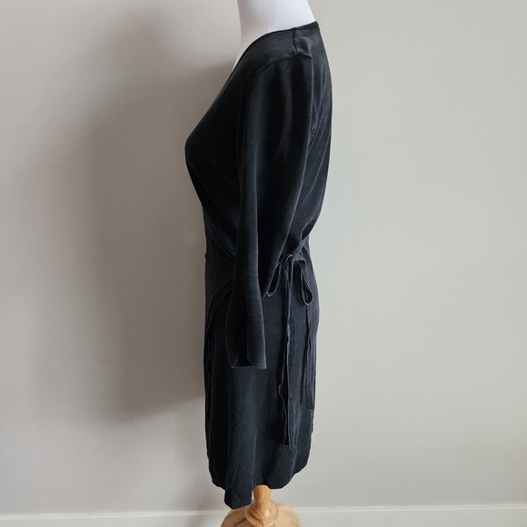 LILY SILK Wrap Dress Womens 8 - 10 100% Silk Tie Waist Luxury Capsule Wardrobe - Picture 3 of 16